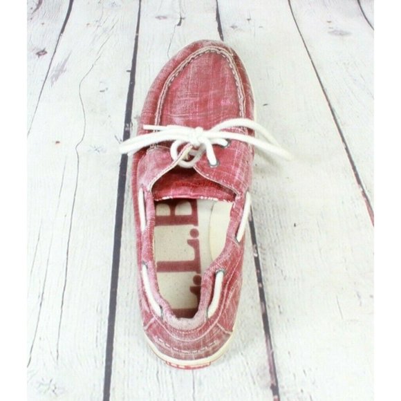 LL Bean Colonial Red Sunwashed Canvas Two Eye Sneakers Size 10 M - Picture 6 of 9
